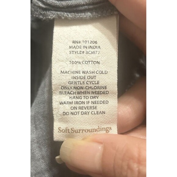 Soft Surroundings Katavi Tunic Top Grey Cotton Gauzy Gold Paisley Sequin Boho PL - Picture 10 of 10